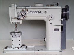 Typical industrial sewing machine post bed